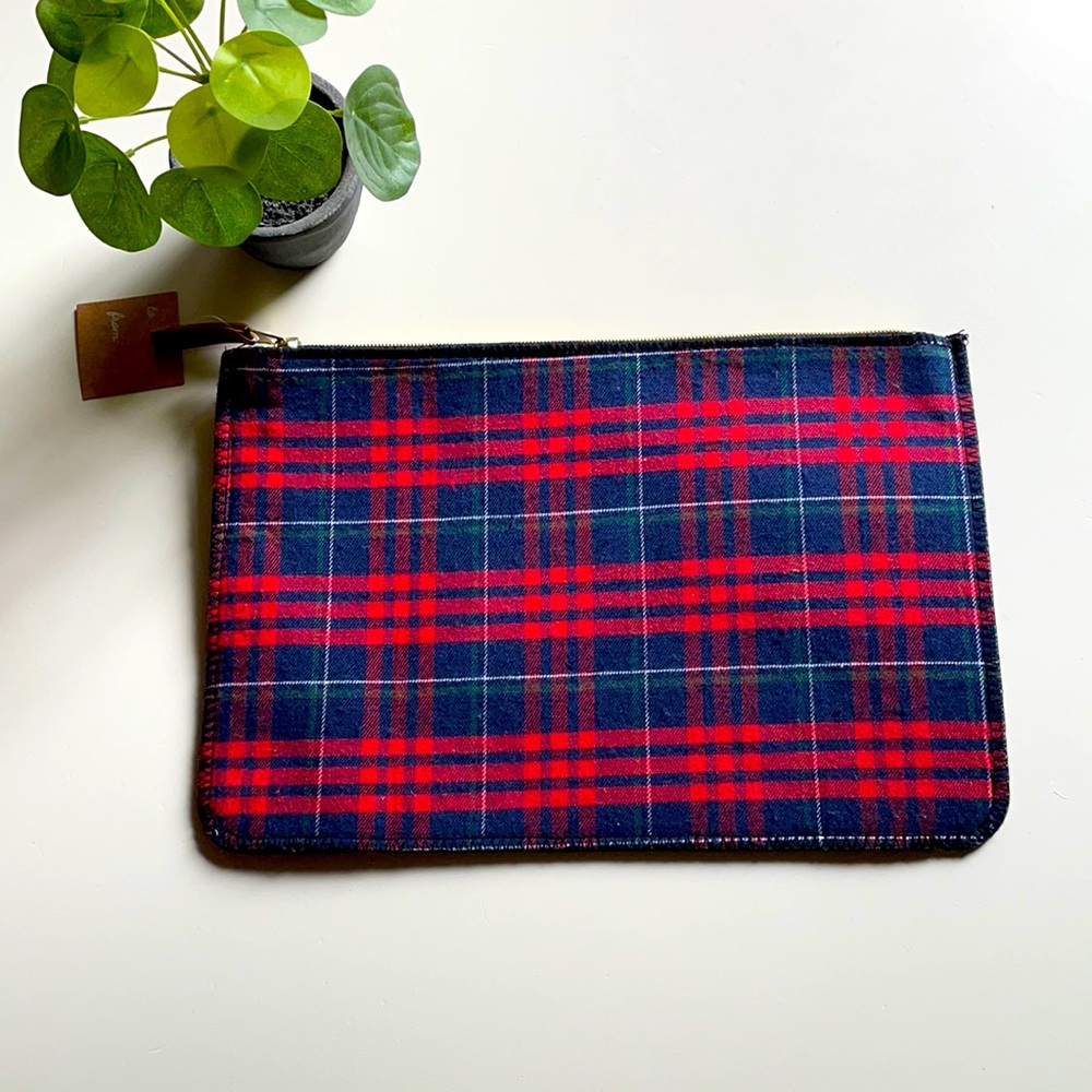 Navy & Red Plaid Flannel Clutch